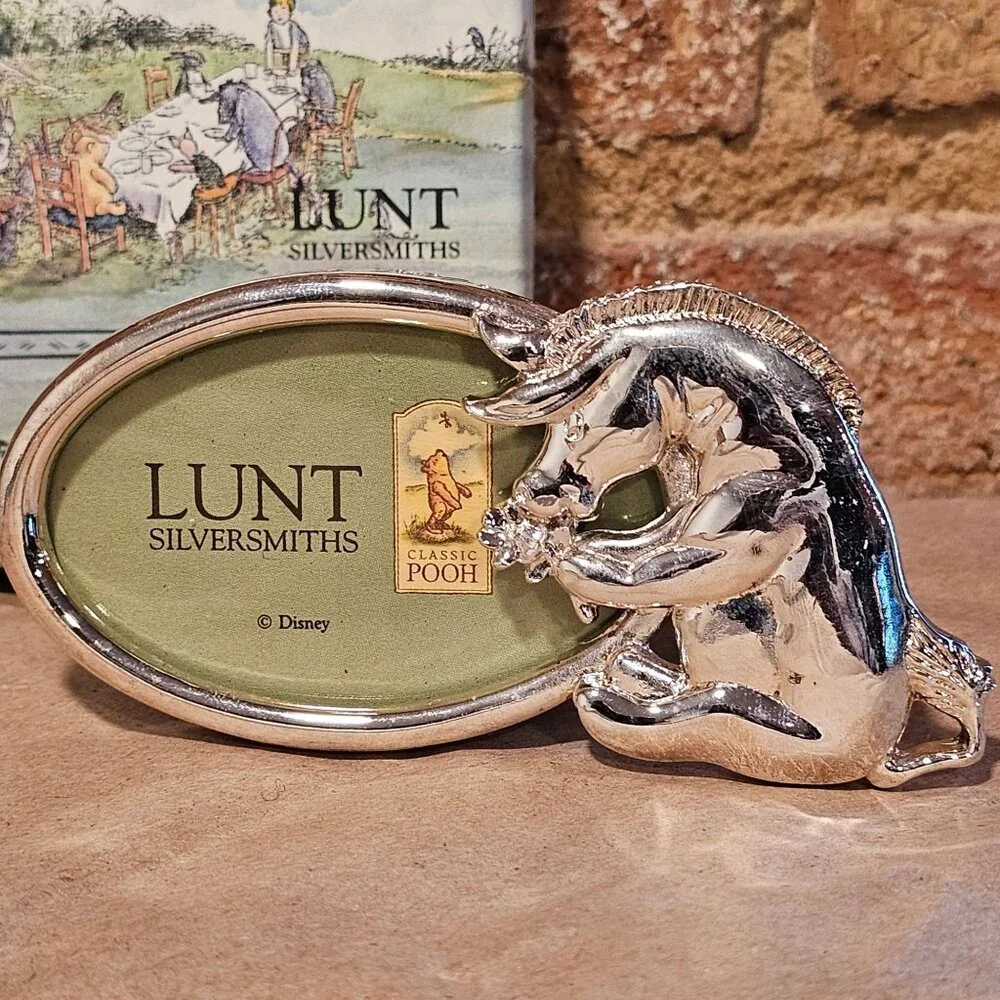 Vtg 1990s Lunt Classic Disney Eeyore Silver Plated Photo Frame With Original Box